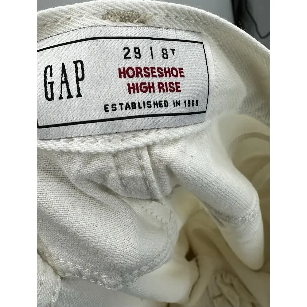 GAP Horseshoe High Rise Wide Leg Jeans Women’s 29 8T Ivory Lyocell - Picture 7 of 8